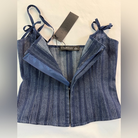 Revolve Lioness Denim Pin Striped Corset Size Small NWT - Picture 11 of 14